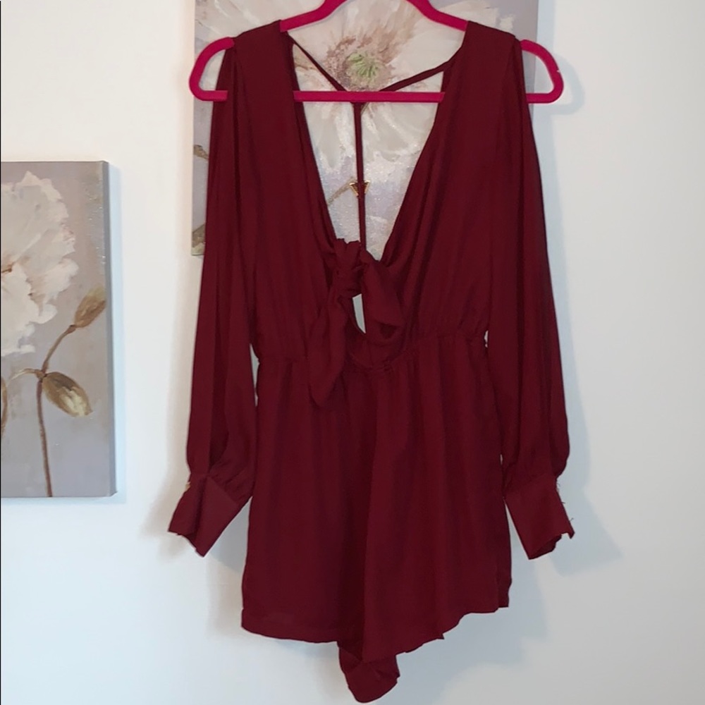 Maroon Open Back Romper